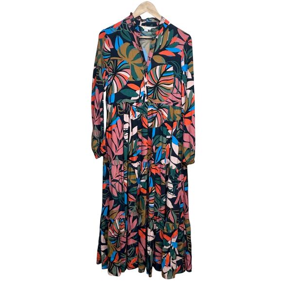 Boden Botanical Tiered Midi Maxi Dress Long Sleeve Viscose - Picture 2 of 11